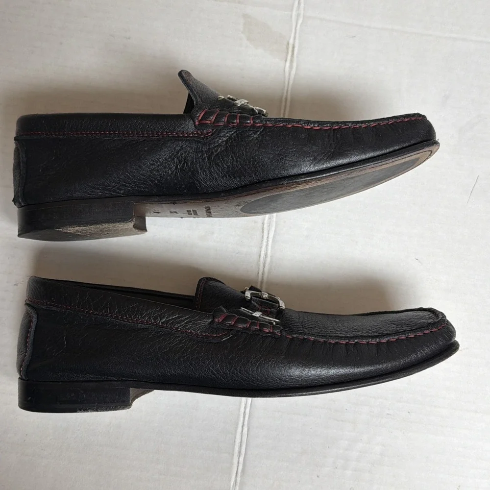 Donald Pliner Dacio 2 Black Pebbled Calf Leather‎ Slip-On Loafers Men's 9.5 M